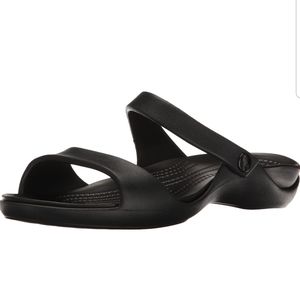 Crocs "Cleo V" Sandals in Black; Super Supportive!